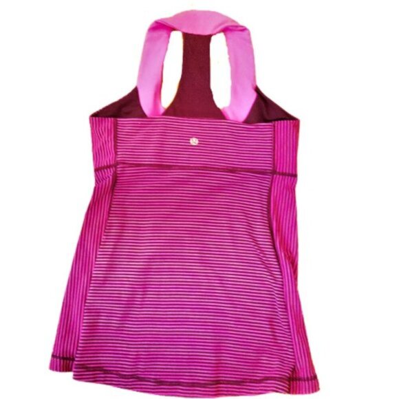 Lululemon Scoop Neck Tank top yoga in Hyper Stripe Raspberry Glo Light - Picture 5 of 10